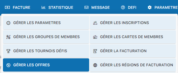 Accès au menu Gérer les offres