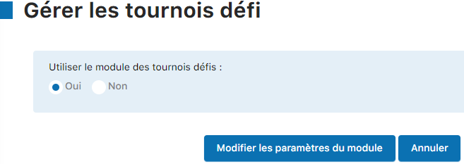 Activation du module tournois défis