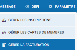Menu Paramètre - Gérer la facturation