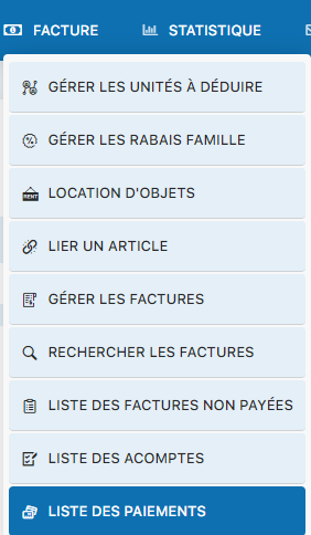 Menu Facture