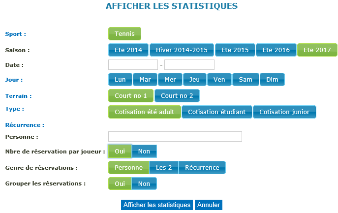 Champs de configuration